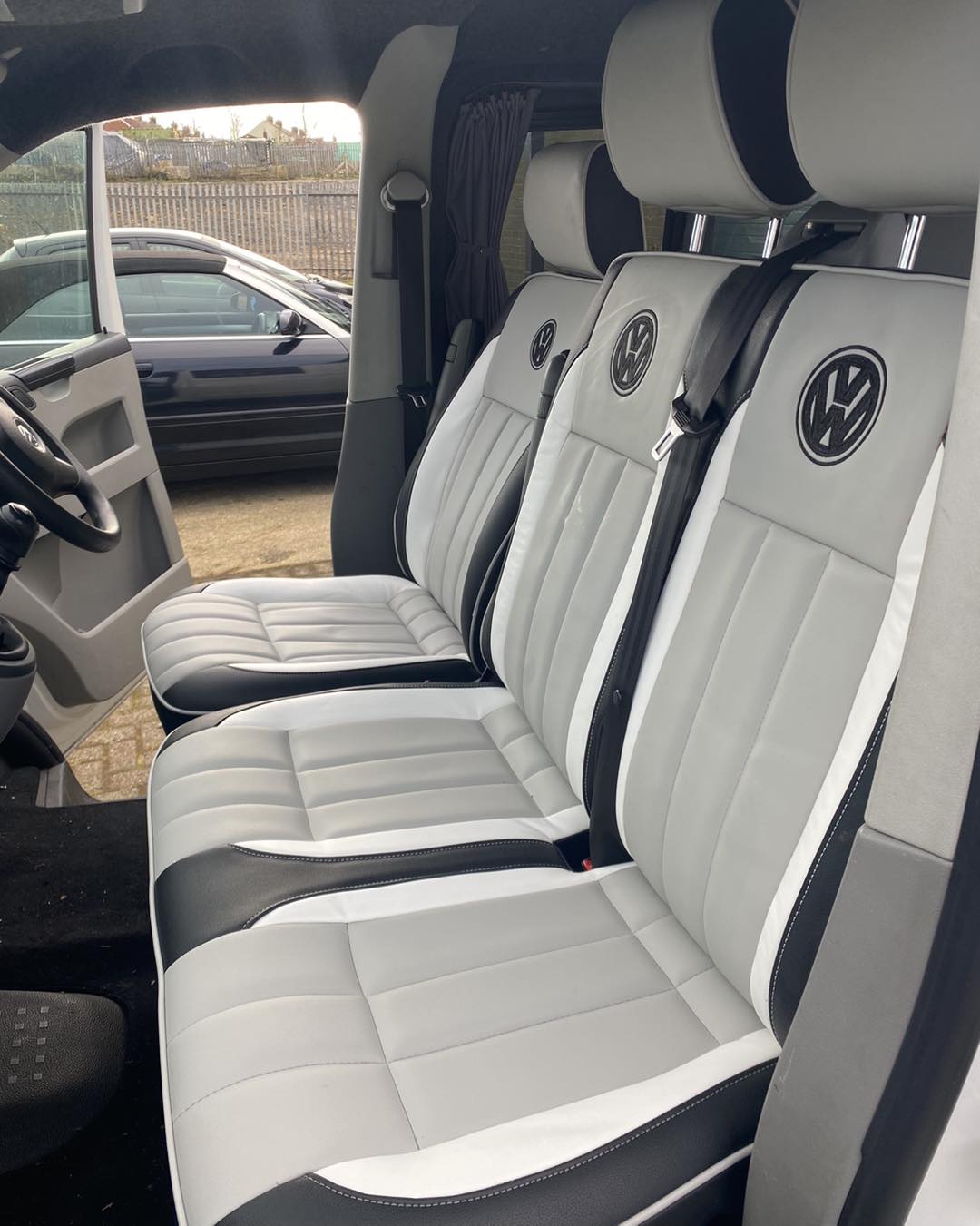 Black and grey VW T4 seats upholstery Blue Note Upholstery